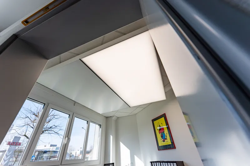 Klimaleuchte Detailansicht von unten schräg aufgenommen